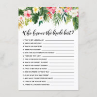 Tropical Floral Who Knows the Bride Best Game