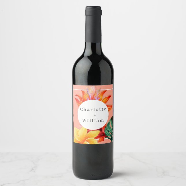 Tropical floral  wine label (Front)