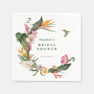Tropical Floral Wreath Bridal Shower Invitation Napkin