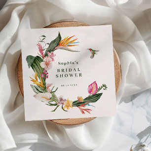 Tropical Floral Wreath Bridal Shower Napkin