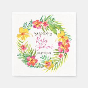 Tropical Floral Wreath Personalised Napkin