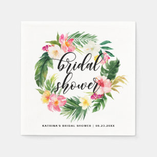 Tropical Floral Wreath Summer Bridal Shower Napkin