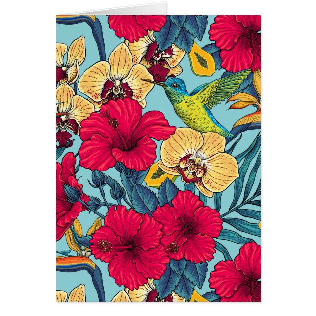 Tropical Florals and Hummingbird - Summer Botanica (Front)