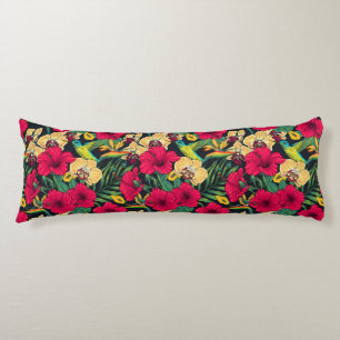 Tropical Florals and Hummingbird - Summer Botanica Body Cushion