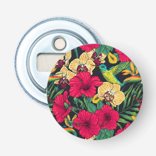 Tropical Florals and Hummingbird - Summer Botanica Bottle Opener