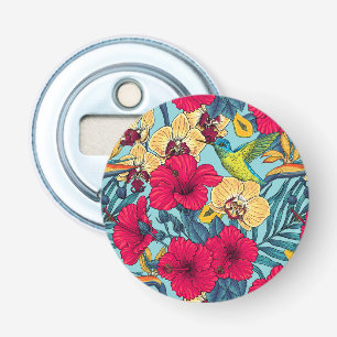 Tropical Florals and Hummingbird - Summer Botanica Bottle Opener