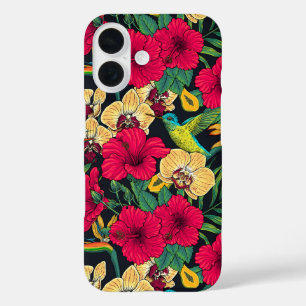 Tropical Florals and Hummingbird - Summer Botanica iPhone 16 Case