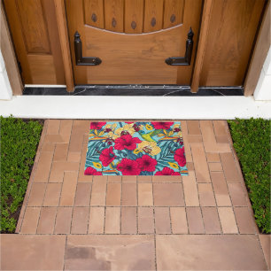 Tropical Florals and Hummingbird - Summer Botanica Doormat