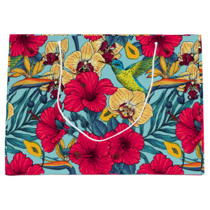 Tropical Florals and Hummingbird - Summer Botanica Large Gift Bag