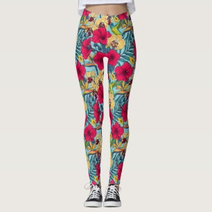 Tropical Florals and Hummingbird - Summer Botanica Leggings