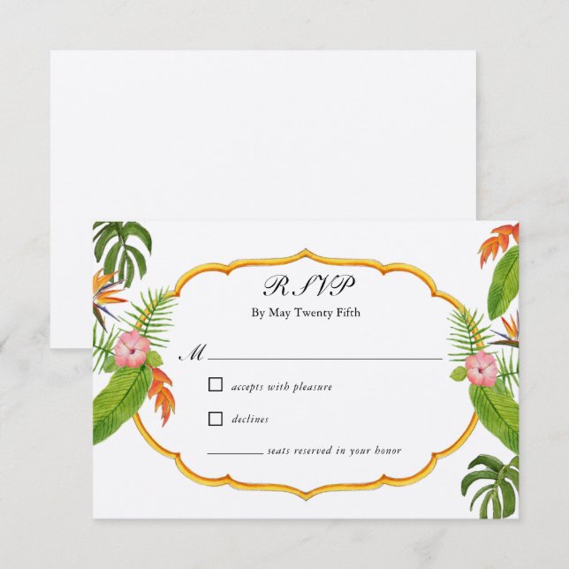 Tropical Florals Wedding RSVP (Front/Back)