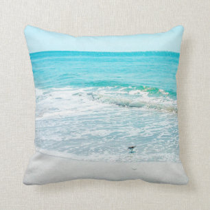 Tropical Florida Beach Sand Ocean Waves Sandpiper Cushion