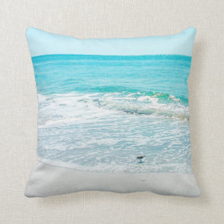Tropical Florida Beach Sand Ocean Waves Sandpiper Cushion