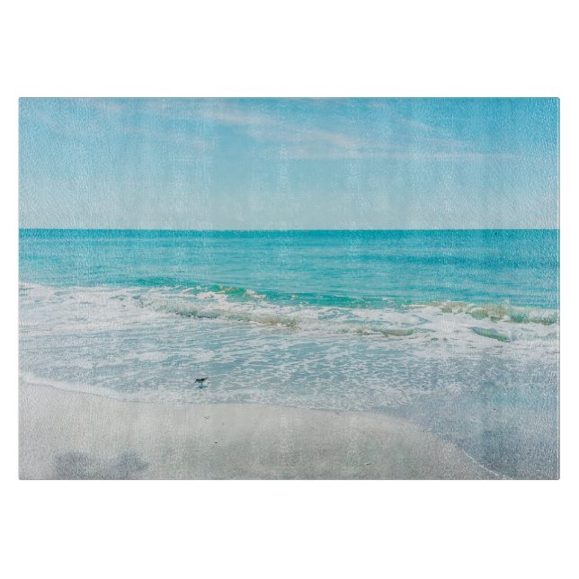Tropical Florida Beach Sand Ocean Waves Sandpiper Cutting Board (Front)