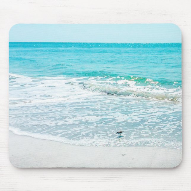Tropical Florida Beach Sand Ocean Waves Sandpiper Mouse Mat (Front)