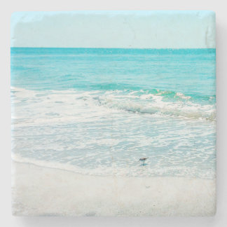 Tropical Florida Beach Sand Ocean Waves Sandpiper Stone Coaster