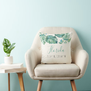 Tropical Florida Living Room Map Coordinates Cushion