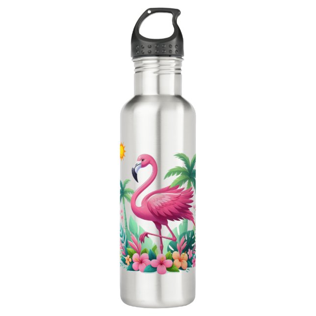 Tropical/Florida pink flamingo 710 Ml Water Bottle (Front)