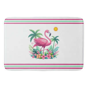 Tropical/Florida pink flamingo Bath Mat