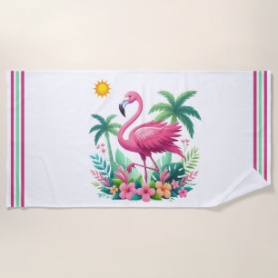 Tropical/Florida pink flamingo Beach Towel
