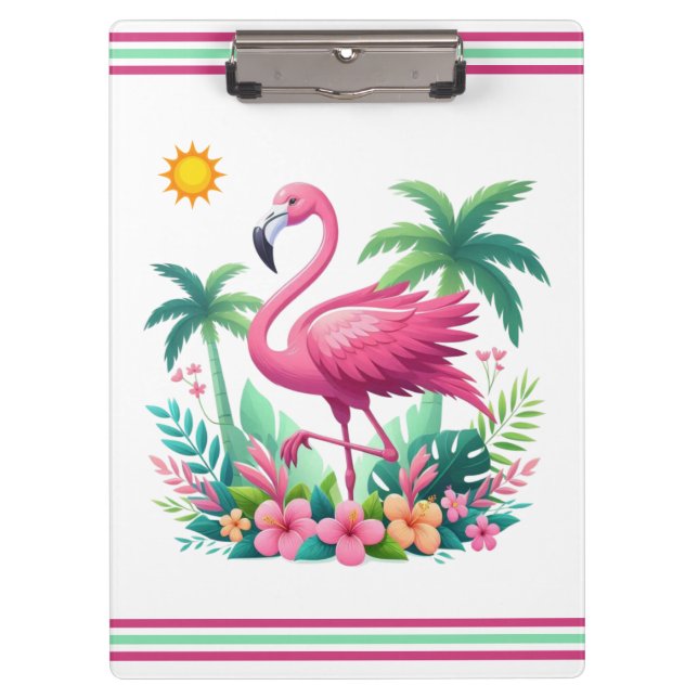 Tropical/Florida pink flamingo Clipboard (Front)