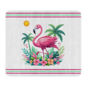 Tropical/Florida pink flamingo Cutting Board