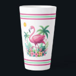 Tropical/Florida pink flamingo Latte Mug<br><div class="desc">add your own city</div>