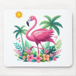 Tropical/Florida pink flamingo Mouse Mat