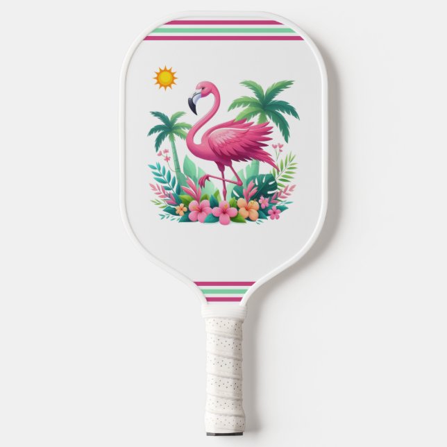 Tropical/Florida pink flamingo Pickleball Paddle (Front)