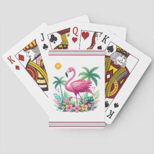 Tropical/Florida pink flamingo Playing Cards