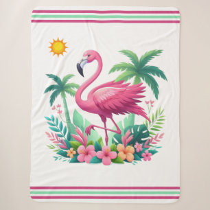 Tropical/Florida pink flamingo Sherpa Blanket