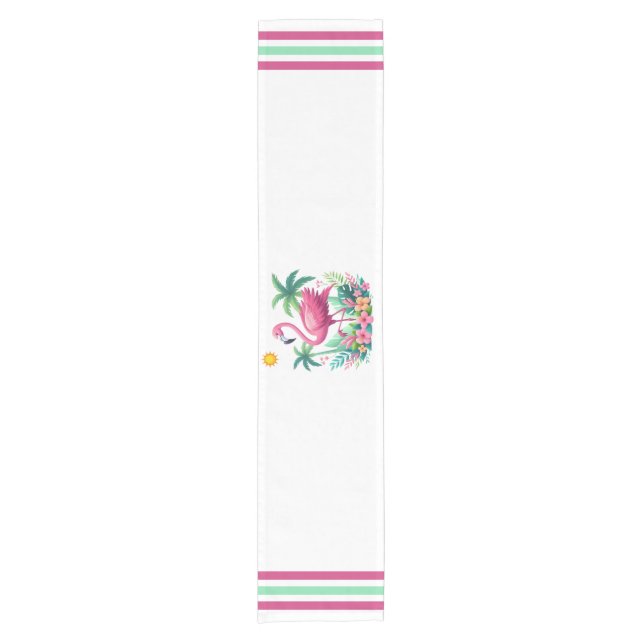Tropical/Florida pink flamingo Short Table Runner (Front)