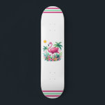 Tropical/Florida pink flamingo Skateboard<br><div class="desc">add your own city</div>