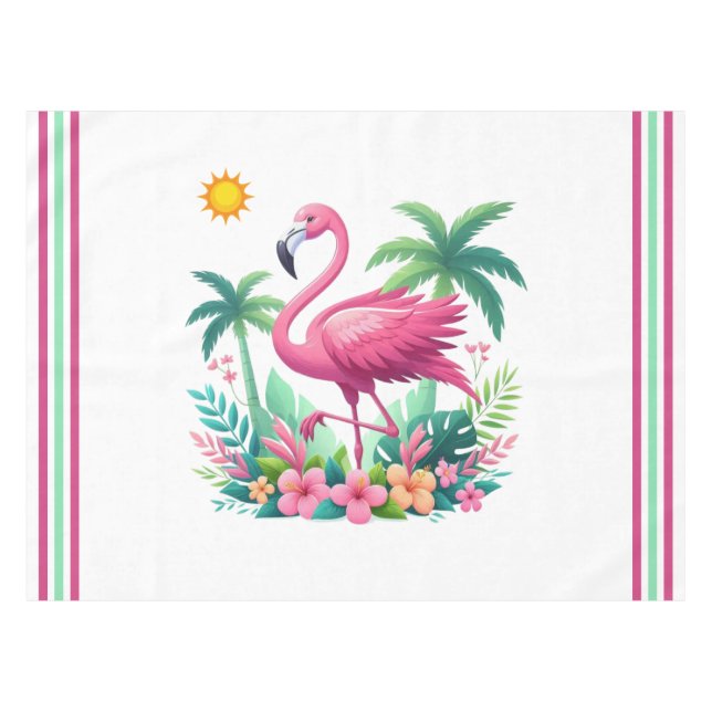 Tropical/Florida pink flamingo Tablecloth (Front (Horizontal))