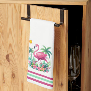 Tropical/Florida pink flamingo Tea Towel