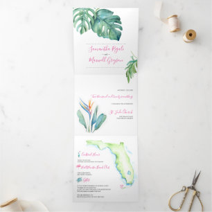 Tropical Florida Wedding Invitation All In One