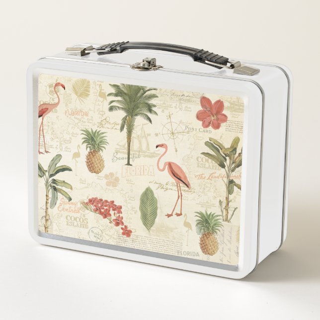 Tropical Floridian Pattern Metal Lunch Box (Front)