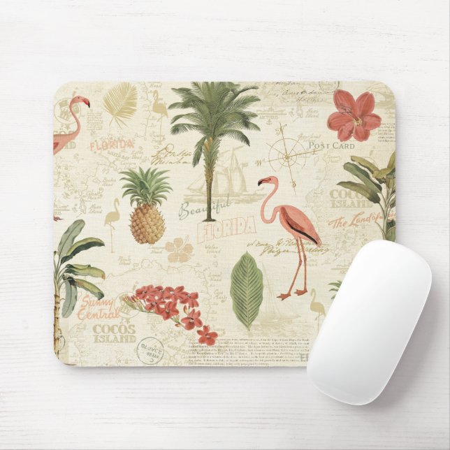 Tropical Floridian Pattern Mouse Mat (With Mouse)