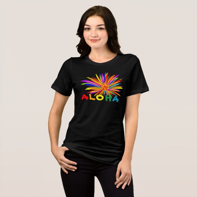 Tropical Flower Aloha Tri-Blend Shirt (Front Full)