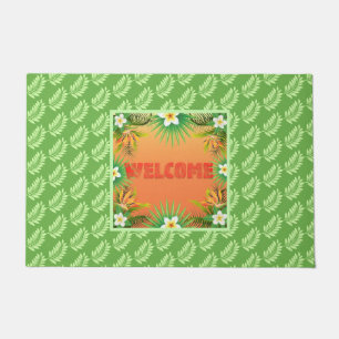 Tropical Flower and Leaf Welcome Mat