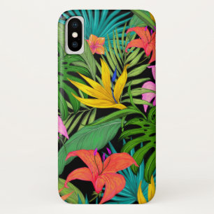 Tropical flower and palm leaf Hawaiian colourful iPhone X Case