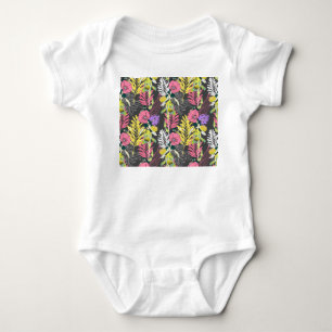 Tropical Flower Art: Original Pattern. Baby Bodysuit