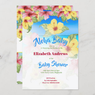 Tropical Flower Baby Shower Beach Aloha Invitation
