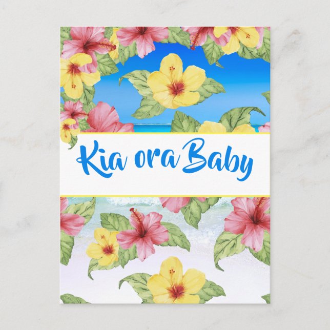 Tropical Flower Baby Shower Beach Kia Ora Baby Postcard (Front)