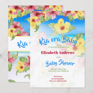 Tropical Flower Baby Shower Beach Kia Ora Invitation
