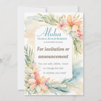 Tropical Flower Beach  Invitation Template