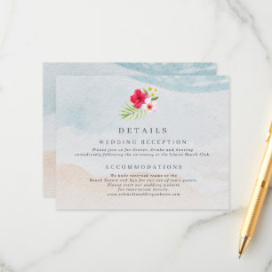 Tropical Flower Beach Wedding Details Enclosure Card