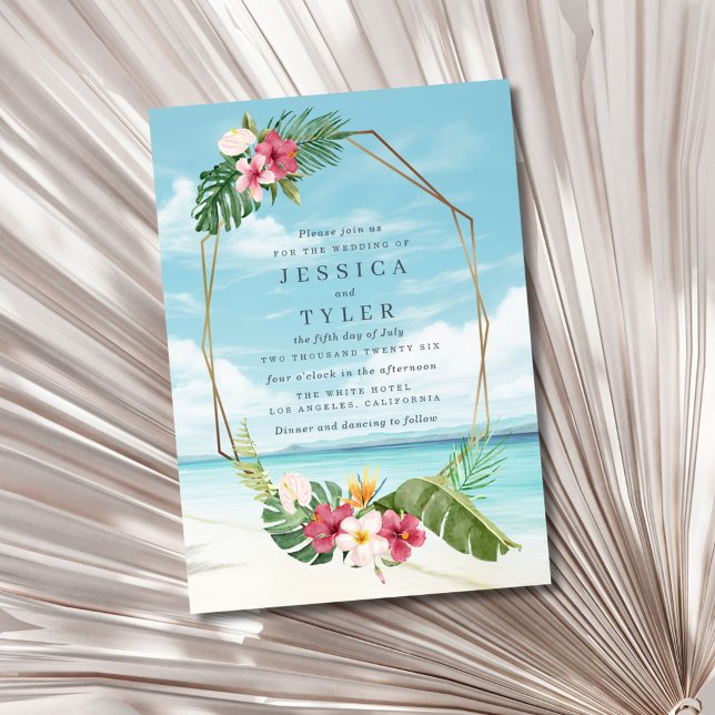 Tropical Flower Beach Wedding Invitation (Tropical Flower Beach Wedding Invitation)