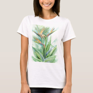Tropical Flower Bird Of Paradise Painting - Multi T-Shirt