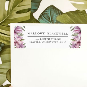Tropical Flower Botanical Return Address Label